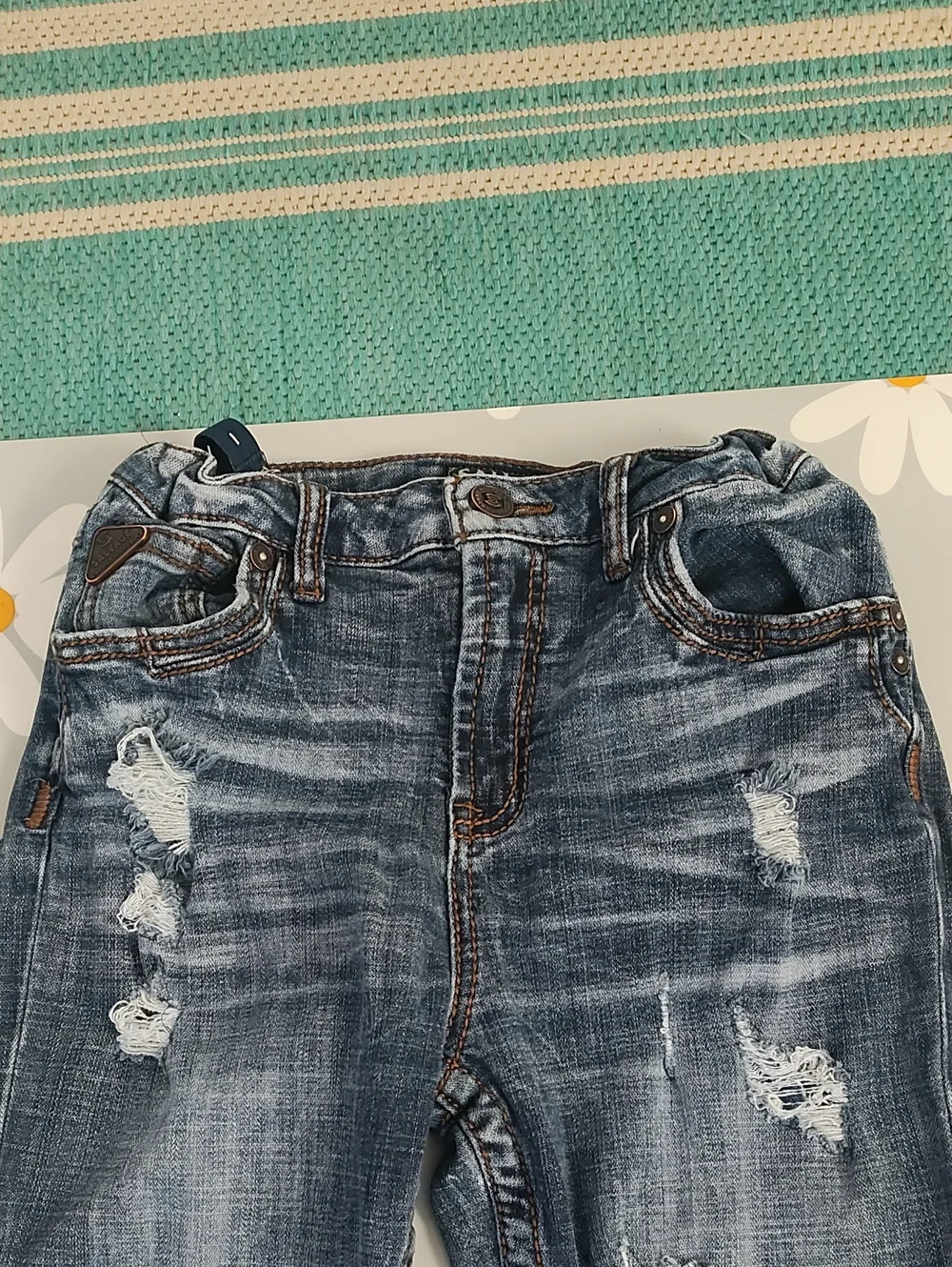 Salvage boys dark denim distressed straight leg jeans